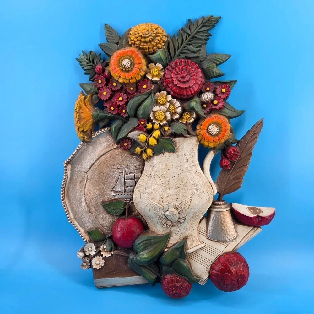 MCM SYROCO 7287 Wall Art Vase Flowers Ship Eagle 26